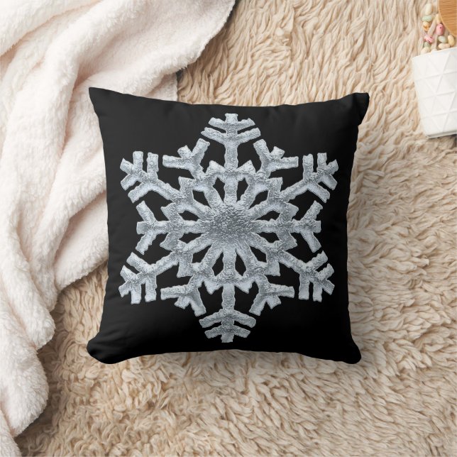 Cojín Decorativo Navidades de invierno con copos de nieve congelado (Manta)