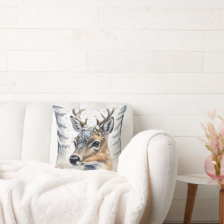 Cojín Decorativo Navidades de invierno de Woodland Watercolor Deer