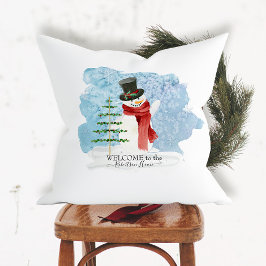 Cojín Decorativo Navidades de invierno retro Frosty Snowman
