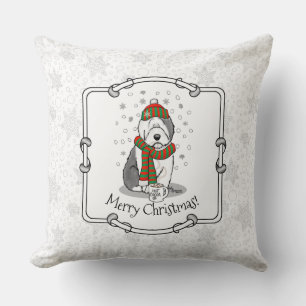 Cojín Decorativo Navidades de invierno Viejo perro pastor inglés gr