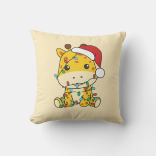 Cojín Decorativo Navidades de jirafa en invierno animan jirafas