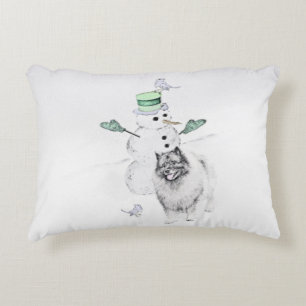 Cojín Decorativo Navidades de Keeshond Snowman pinta arte de perro