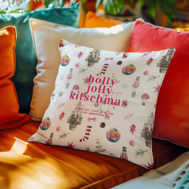 Cojín Decorativo Navidades de Kitsch | Retro Holly Jolly Holiday