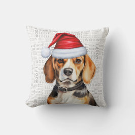 Cojín Decorativo Navidades de la acuarela de Beagle Dog