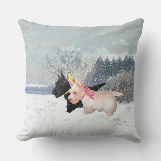 Cojín Decorativo Navidades de la Escocia Negra Wheaten (Anverso)