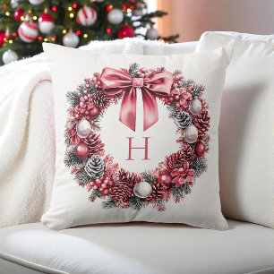 Cojín Decorativo Navidades de la guirnalda rusa de color rojo