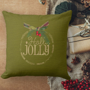 Cojín Decorativo Navidades De La Jolly De Oro Verde Y Impresionante