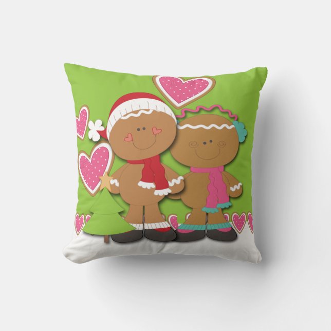 Cojín Decorativo Navidades de la pareja Gingerbread Cookie (Anverso)