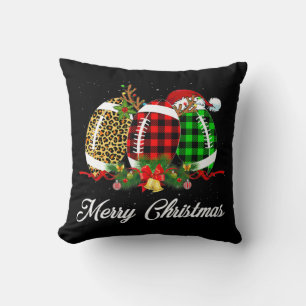 Cojín Decorativo Navidades de la pelota de fútbol Leopard Red Plaid