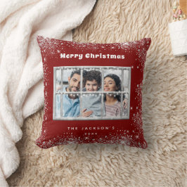 Cojín Decorativo Navidades de la ventana de invierno con foto de ni