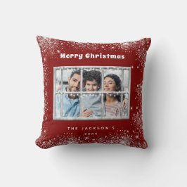 Cojín Decorativo Navidades de la ventana de invierno con foto de ni