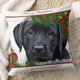 Cojín Decorativo Navidades de Laboratorio Negro - Labrador de Cacho