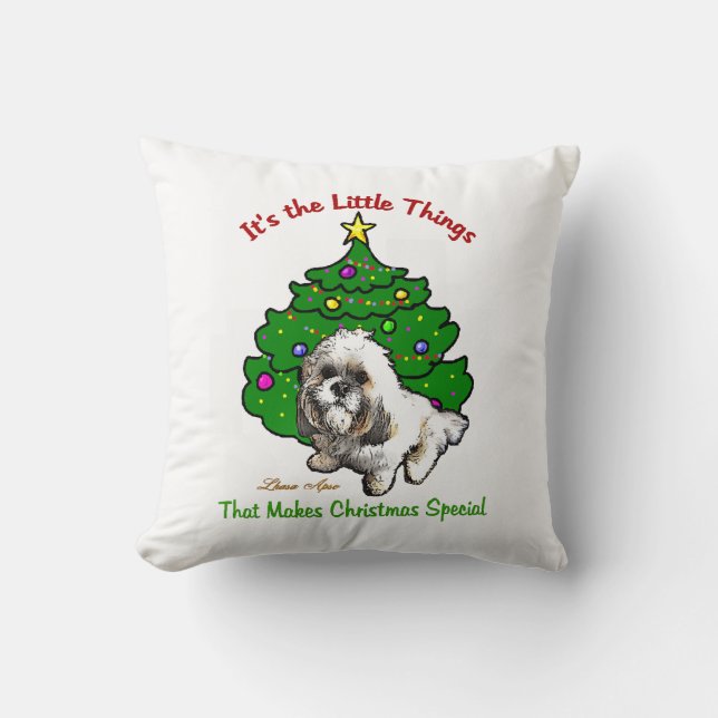 Cojín Decorativo Navidades de Lhasa Apso (Anverso)