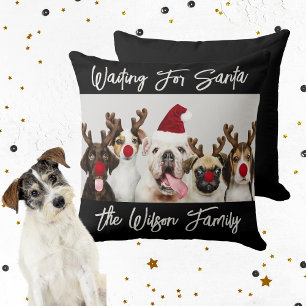 Cojín Decorativo Navidades de los amantes del perro peregrinan con