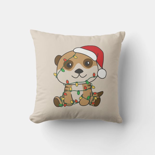 Cojín Decorativo Navidades de Meerkat Animales De Invierno Vacacion (Anverso)