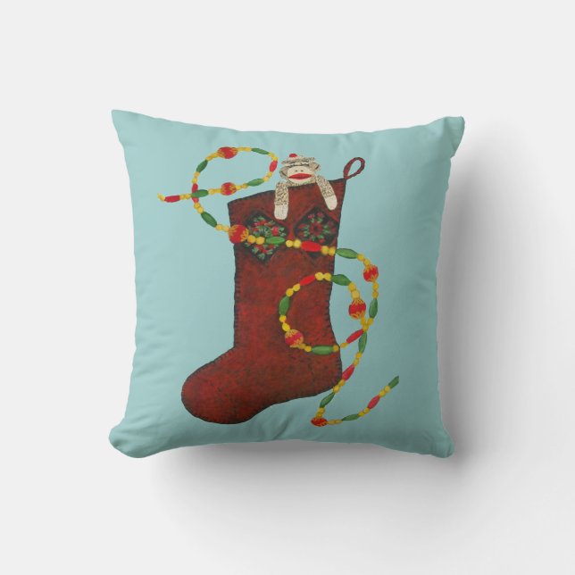 Cojín Decorativo Navidades de mono sock MoJo Pillow (Anverso)