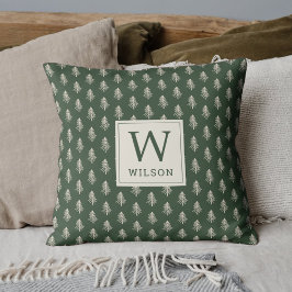 Cojín Decorativo Navidades de Monograma Rústico de Pinos