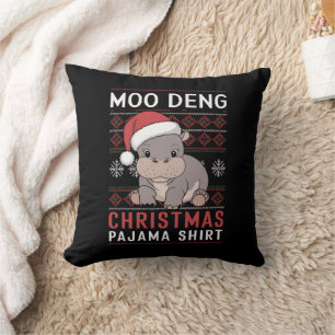 Cojín Decorativo Navidades de Moo Deng Familia Pajama