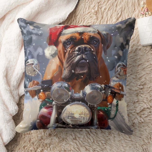 Cojín Decorativo Navidades de motocicleta Bullmastiff (Manta)