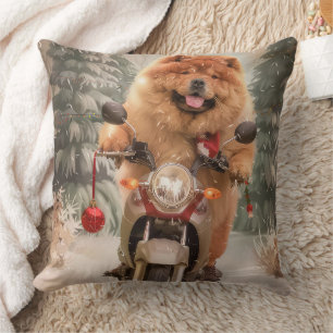 Cojín Decorativo Navidades de motocicleta Chow Chow Dog Riding