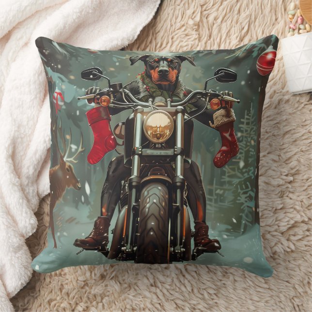 Cojín Decorativo Navidades de motocicleta Doberman Dog Riding (Manta)