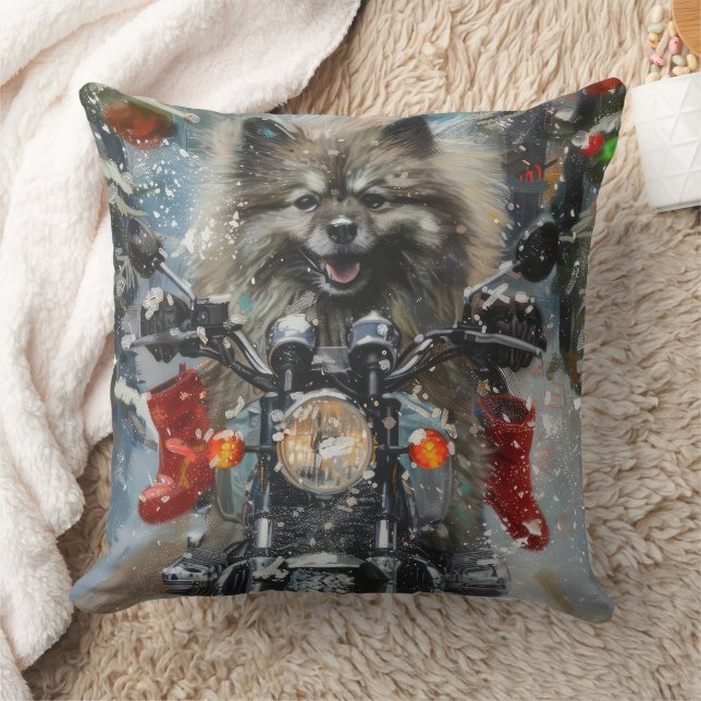 Cojín Decorativo Navidades de motocicletas Keeshond Dog Riding (Manta)