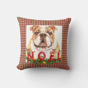 Cojín Decorativo Navidades de noel de Bulldog de acuarela