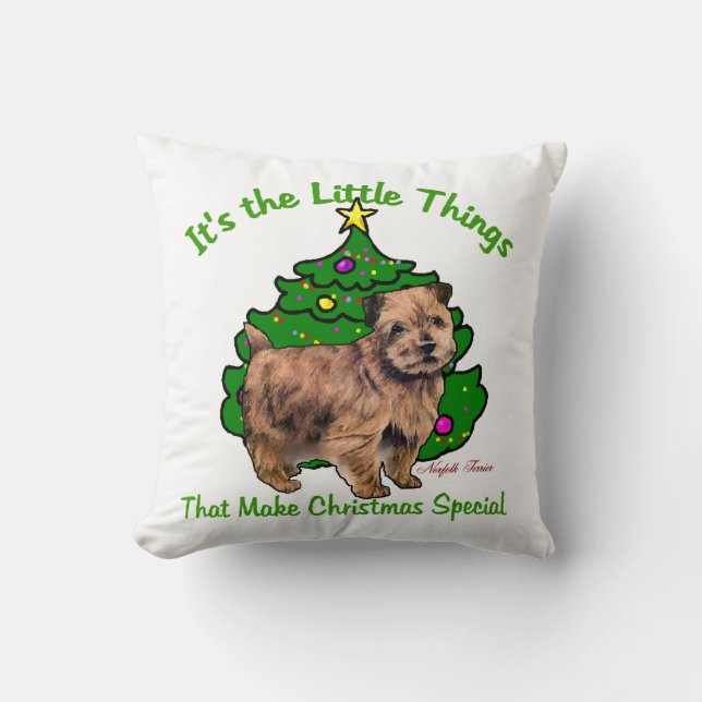 Cojín Decorativo Navidades de Norfolk Terrier (Anverso)