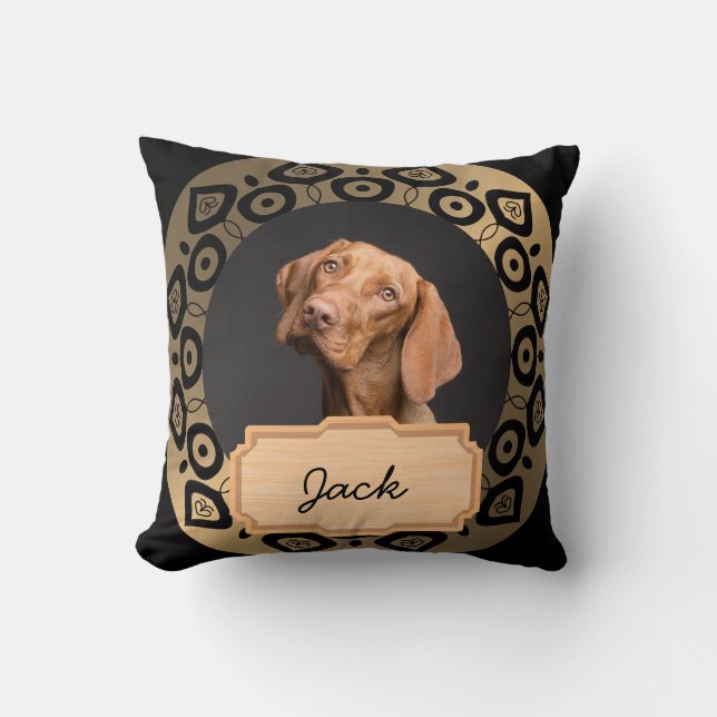 Cojín Decorativo Navidades de oro negro Personalizado de vacaciones (Anverso)