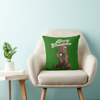 Cojín Decorativo Navidades de oso, oso pardo