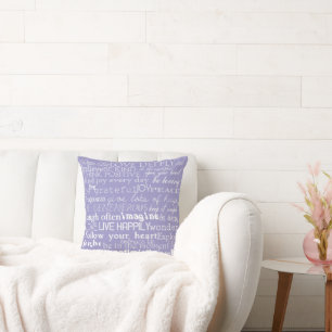 Cojín Decorativo Navidades de Palabras Inspiradoras Blancas Púrpura