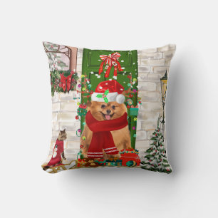 Cojín Decorativo Navidades de perros de Pomerania