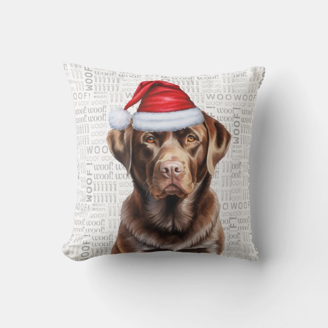 Cojín Decorativo Navidades de perros recuperadores de chocolate con (Anverso)