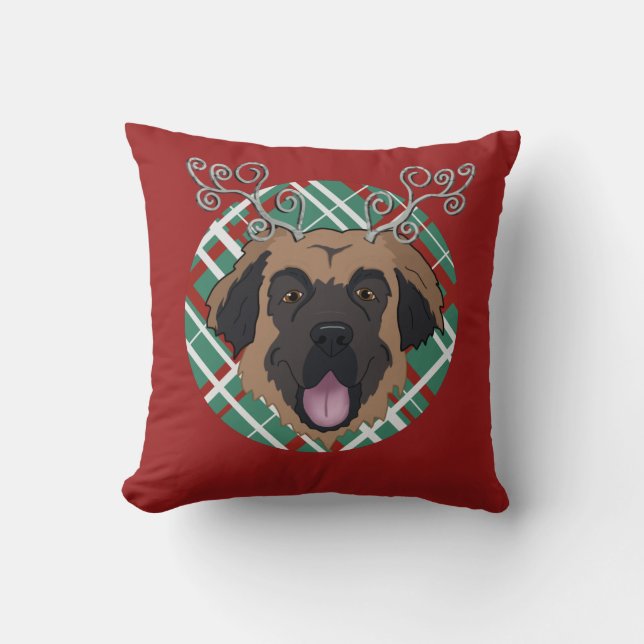 Cojín Decorativo Navidades de personalizable Leonberger (Anverso)