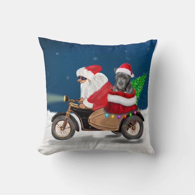 Cojín Decorativo Navidades de Pitbull Dog (Anverso)