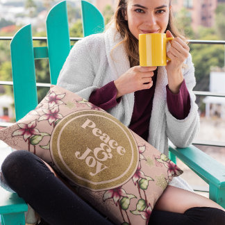 Cojín Decorativo Navidades de Poinsettia Rosa Peace and Joy