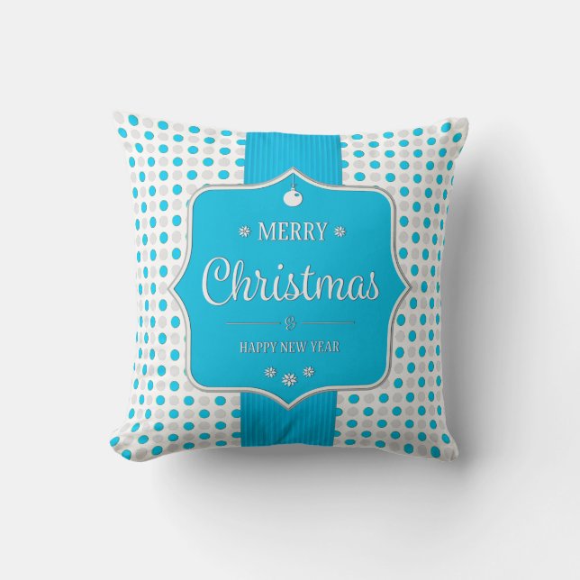 Cojín Decorativo Navidades de Polka Plateada-Azul Dots Pillow (Anverso)