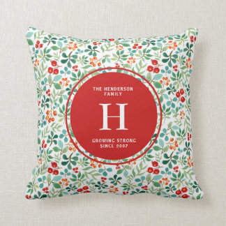 Cojín Decorativo Navidades de ramas y bayas Monograma Pillow