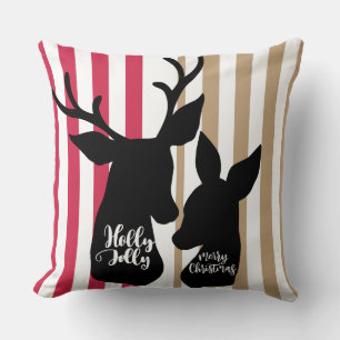 Cojín Decorativo Navidades de raya de reno negro