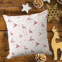 Navidades de renos rosas y copos de nieve