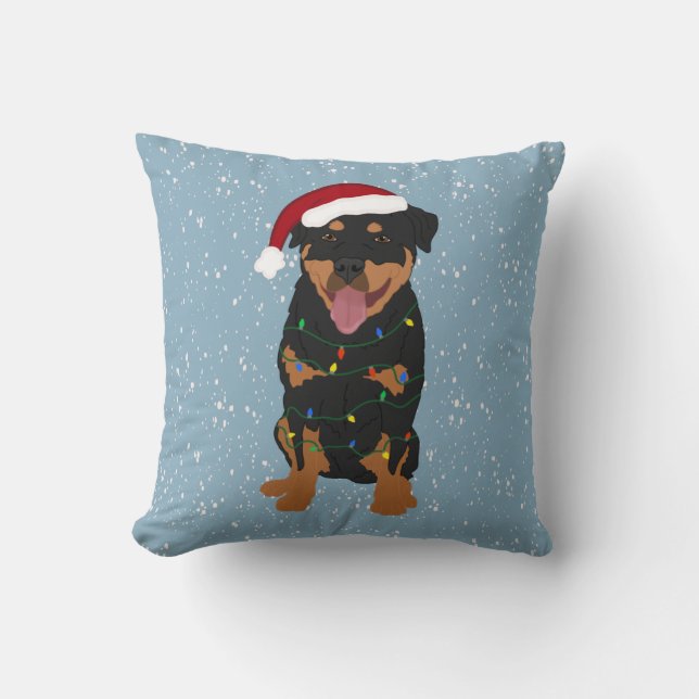 Cojín Decorativo Navidades de Rottweiler (Anverso)