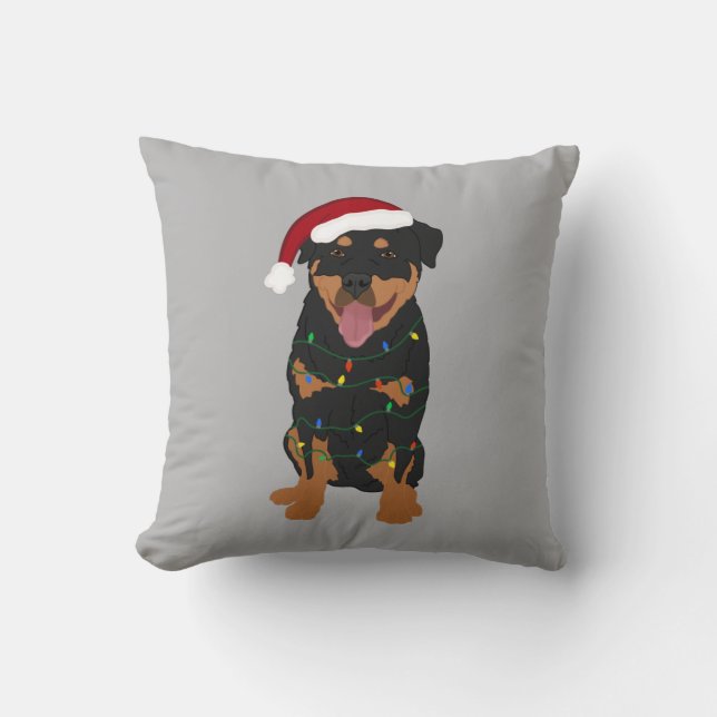 Cojín Decorativo Navidades de Rottweiler (Anverso)