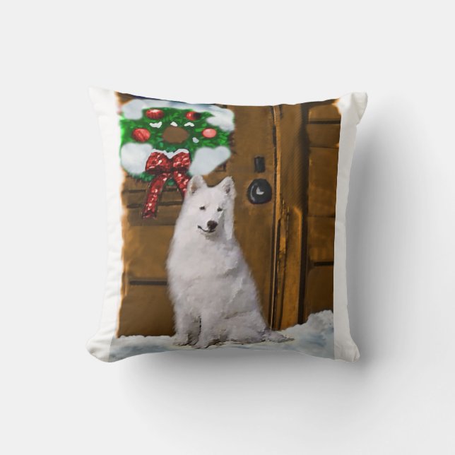 Cojín Decorativo Navidades de Samoyed (Anverso)