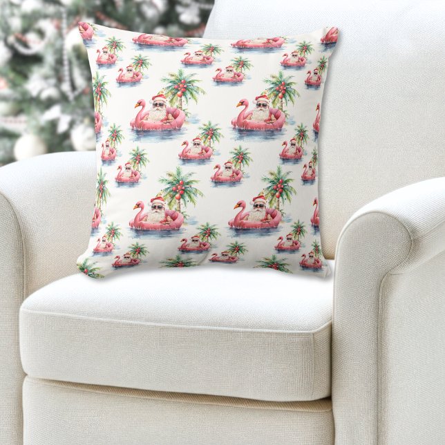 Cojín Decorativo Navidades de Santa Beach (Santa Beach Christmas Throw Pillow )
