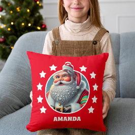 Cojín Decorativo Navidades de Santa Claus Niños personalizados rojo