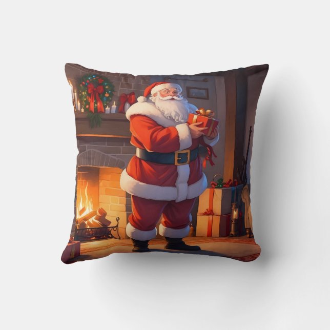 Cojín Decorativo Navidades de Santa Claus visitan (Reverso)