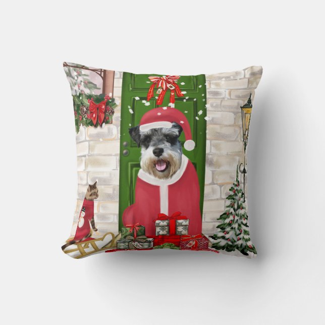 Cojín Decorativo Navidades de Schnauzer Dog (Anverso)