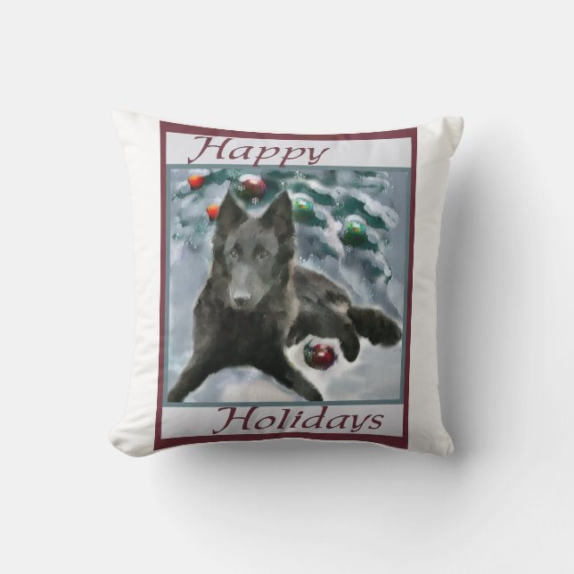 Cojín Decorativo Navidades de Sheepdog de Bélgica (Anverso)