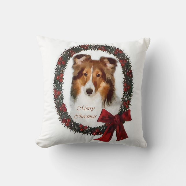 Cojín Decorativo Navidades de Shetland Sheepdog Sheltie (Anverso)
