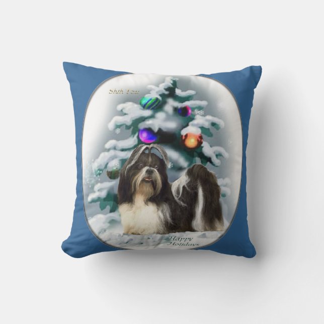 Cojín Decorativo Navidades de Shih Tzu (Anverso)